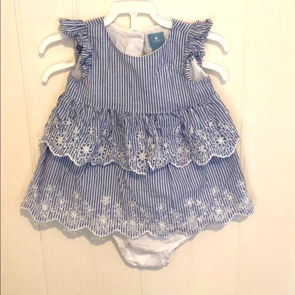 Blue and white dress with matching bottoms